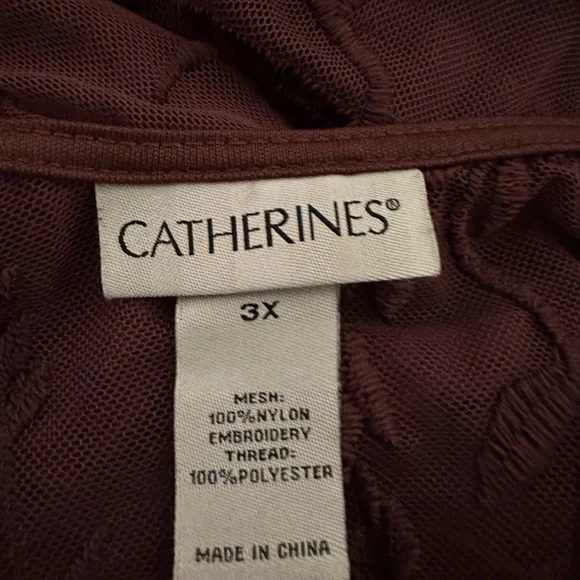 Catherines Rich Purple/ Maroon Sheer Lace kimono cardigan - Picture 6 of 10